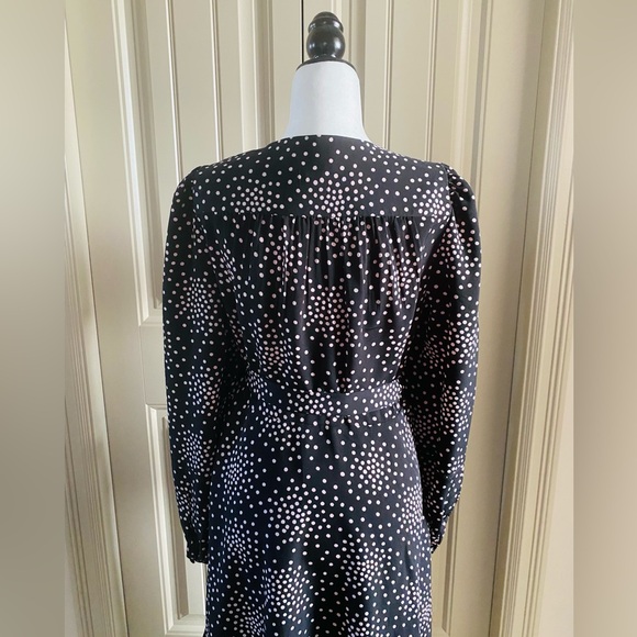 Kate Spade New York Black and Pink Festive Confetti Polka Dot Wrap Dress - Picture 4 of 9